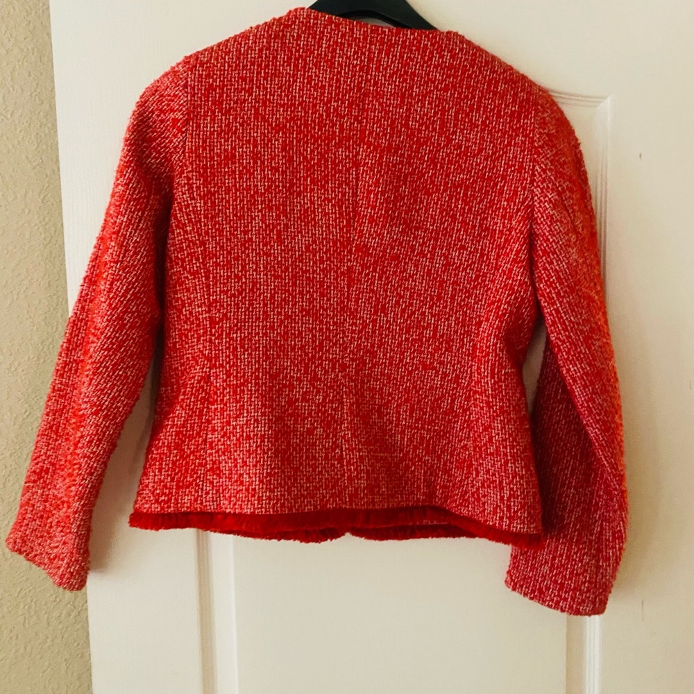 Talbots Red Tweed Button-Front Jacket - Picture 4 of 5